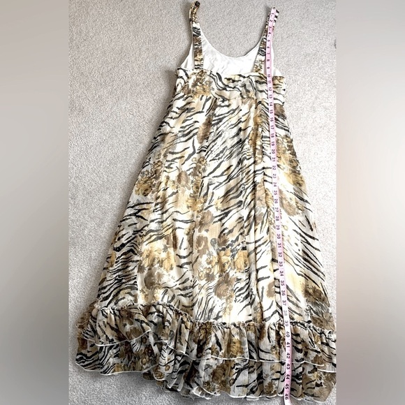 Vasna Desire Animal print Midi Chiffon Beaded Dress Women Medium Lined - Picture 5 of 7